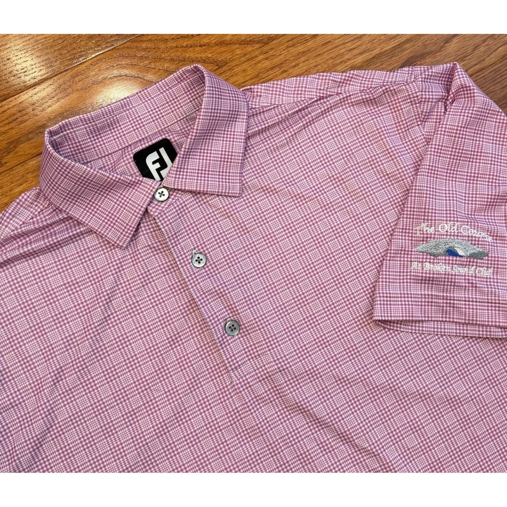 FootJoy Old Course Broken Sound Club Golf Polo Shirt Mens‎ Medium Purple Plaid